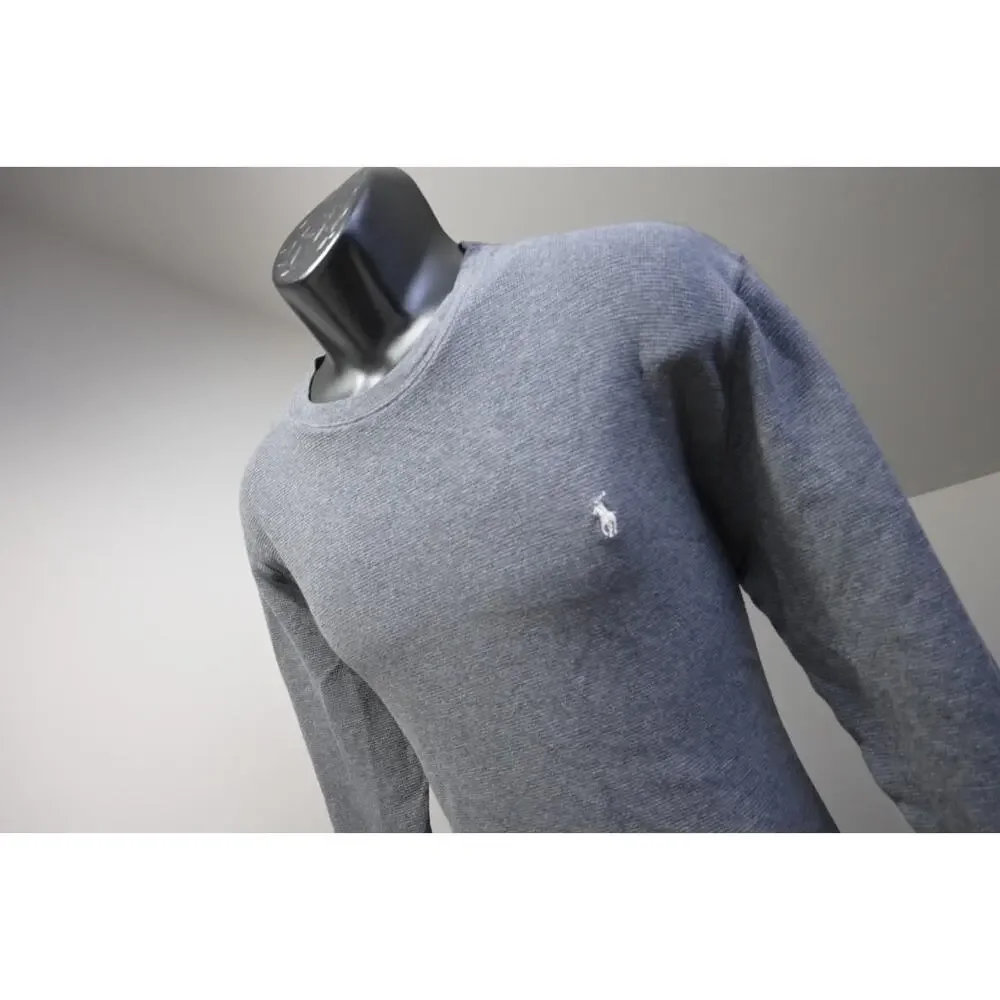 Polo Ralph Lauren Thermal Sweatshirt Gray Long Sleeve Sweater‎ Mens Size Large